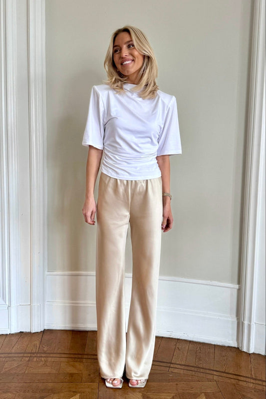 Bias Satin Pants - Champagne