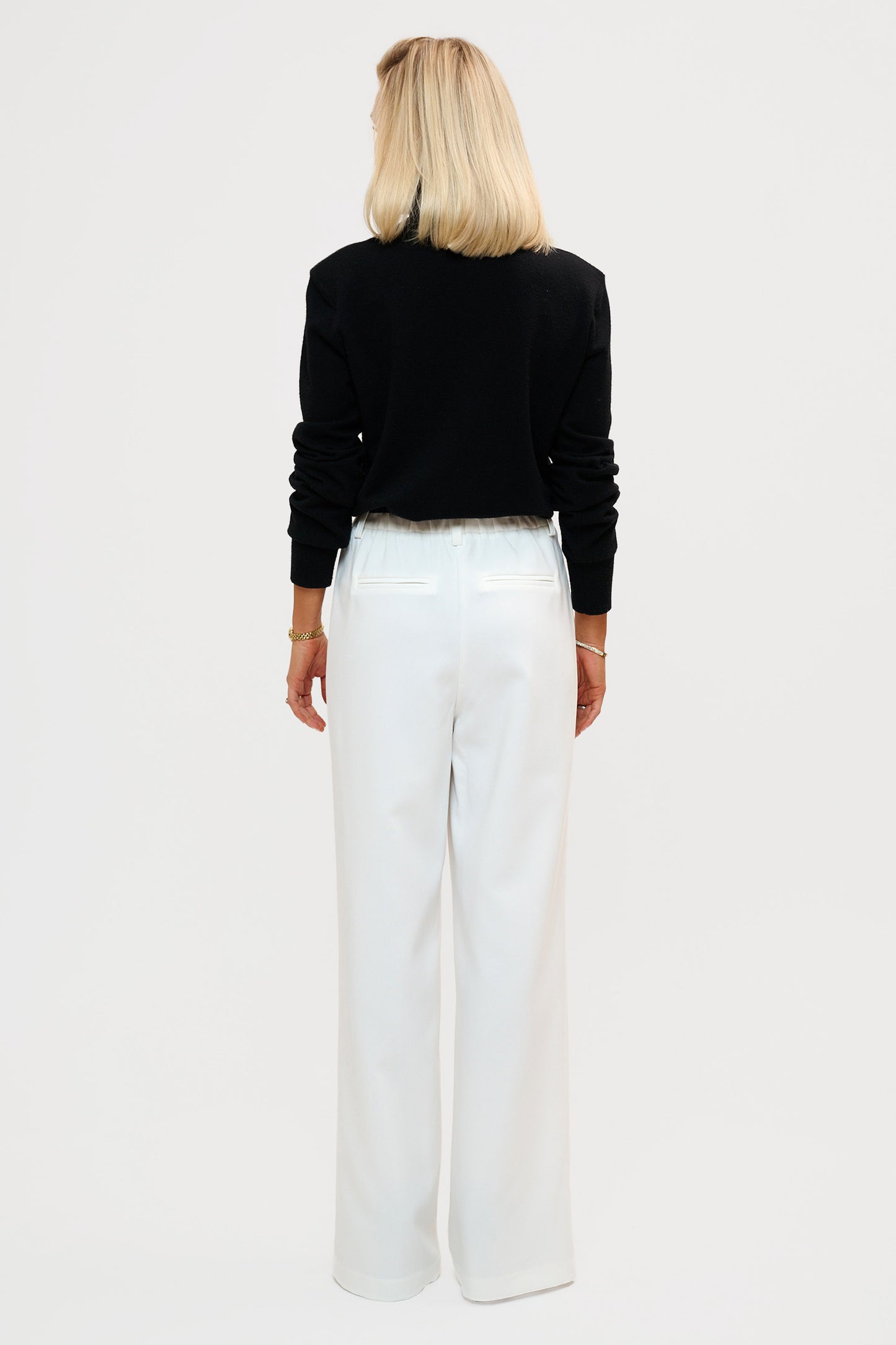 Wide Front Pleat Suit Pants - White