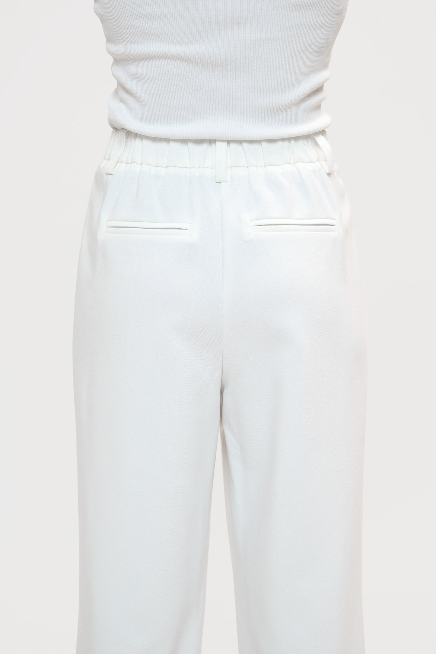 Wide Front Pleat Suit Pants - White