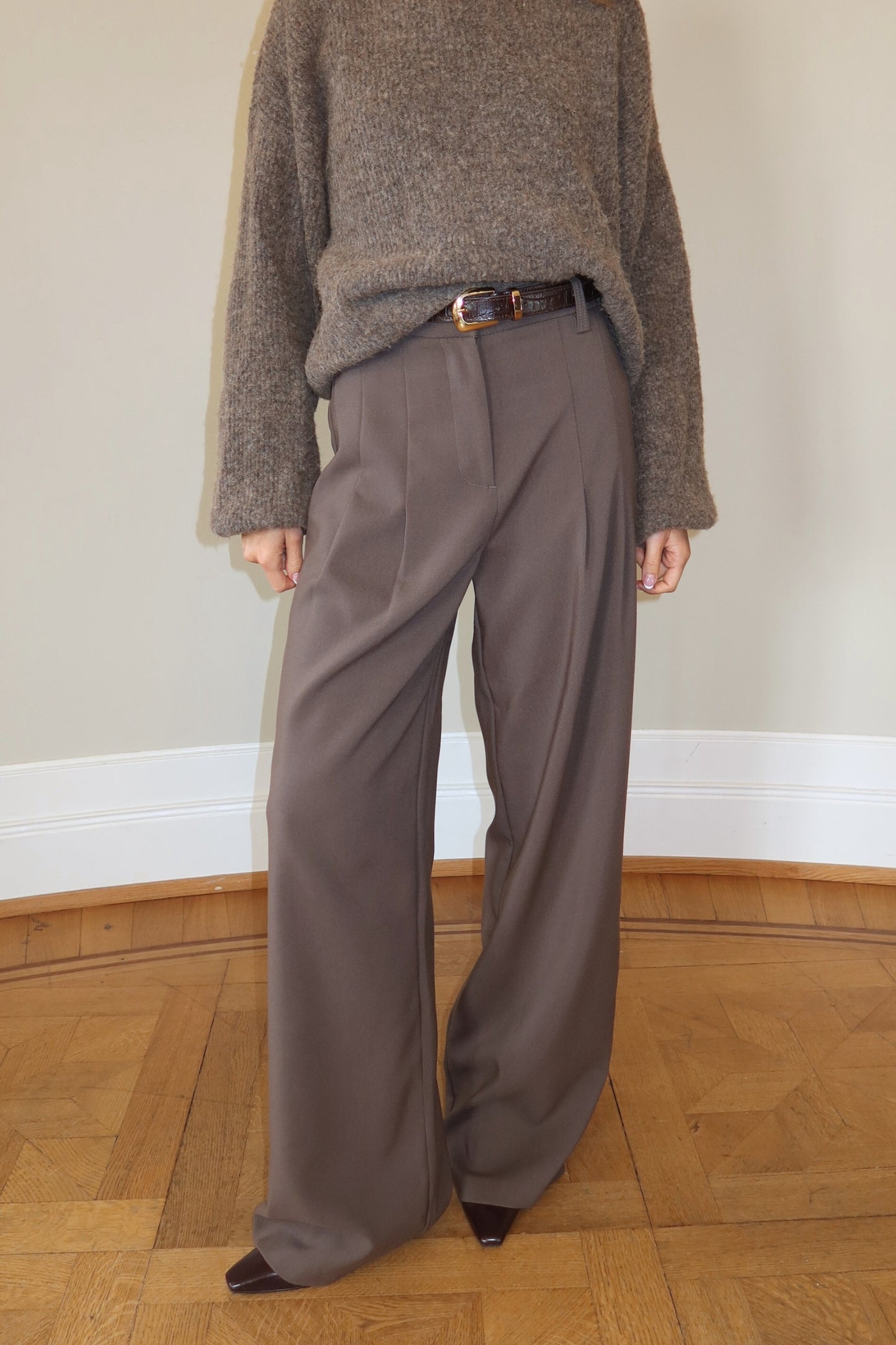 Flowy Suit Pants - Brown