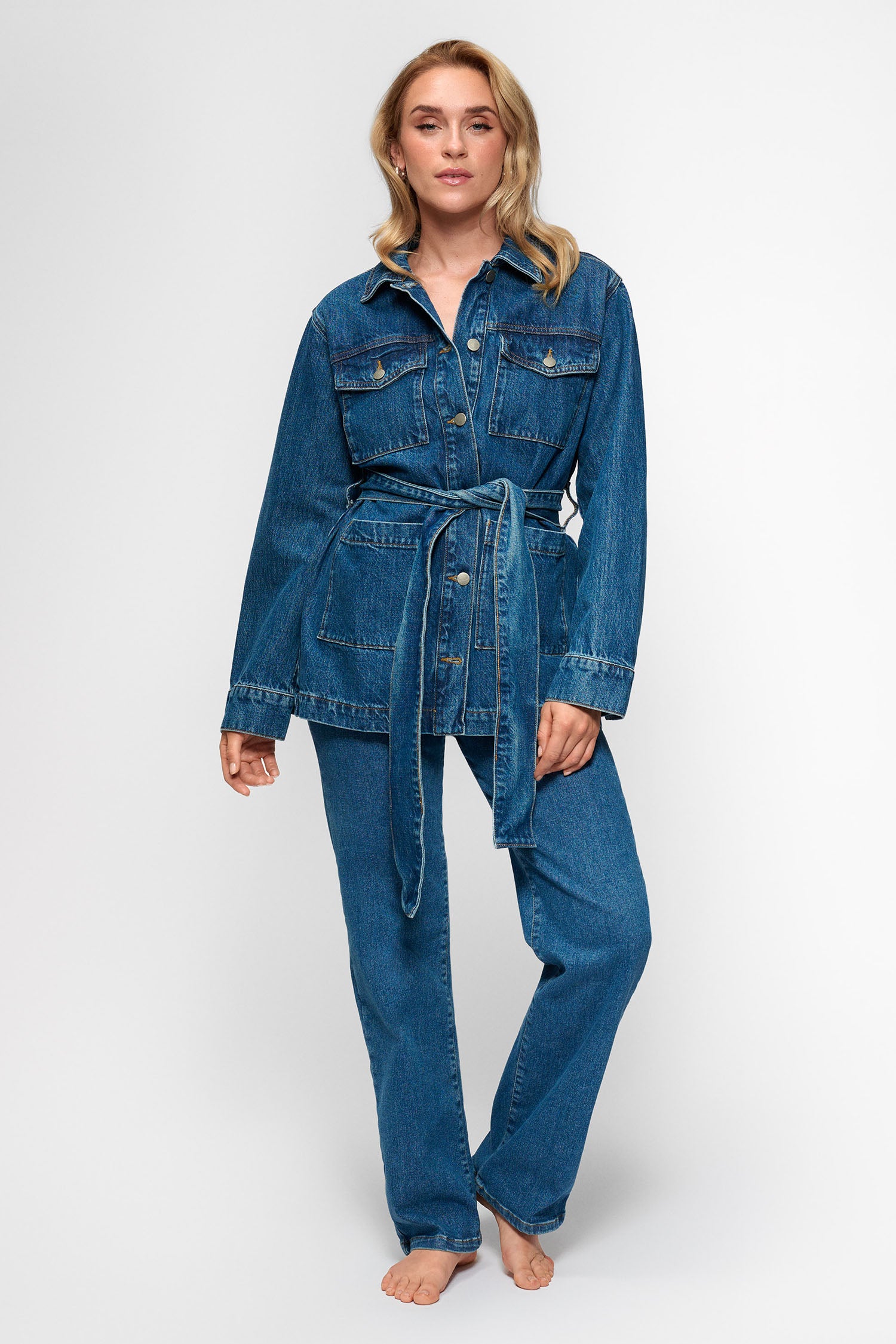 Wrap Jeans Jacket Mid Blue – Sanne Alexandra