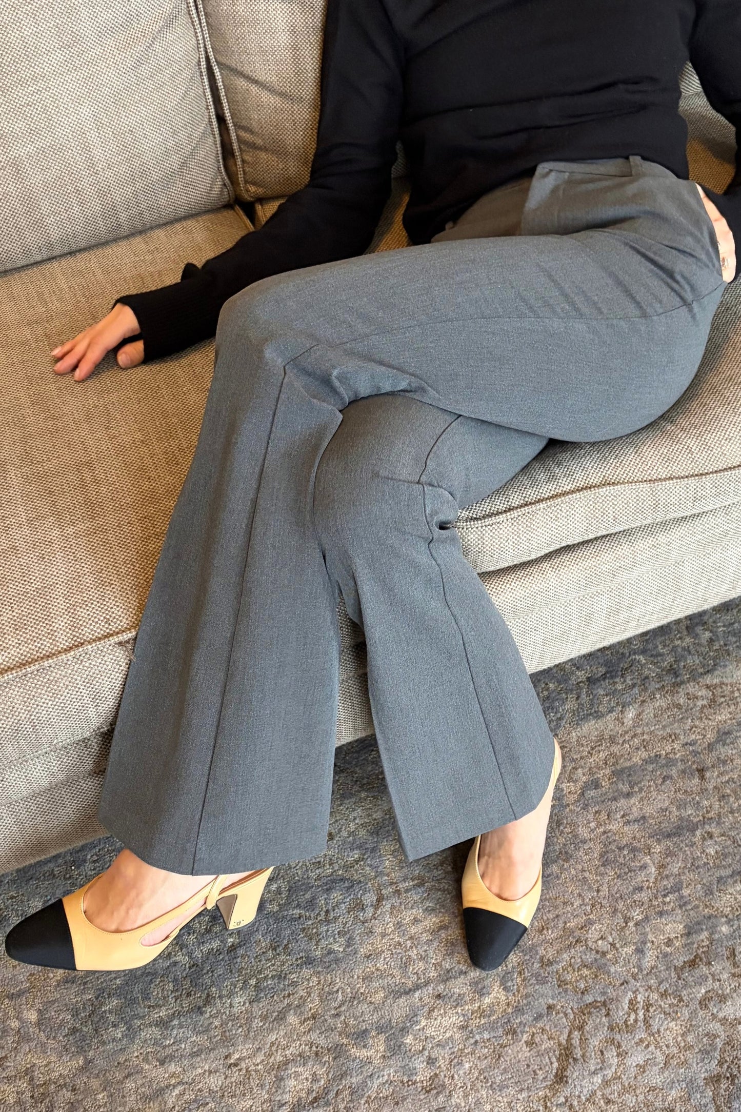 Tailored Flared Suit Pants - Grey