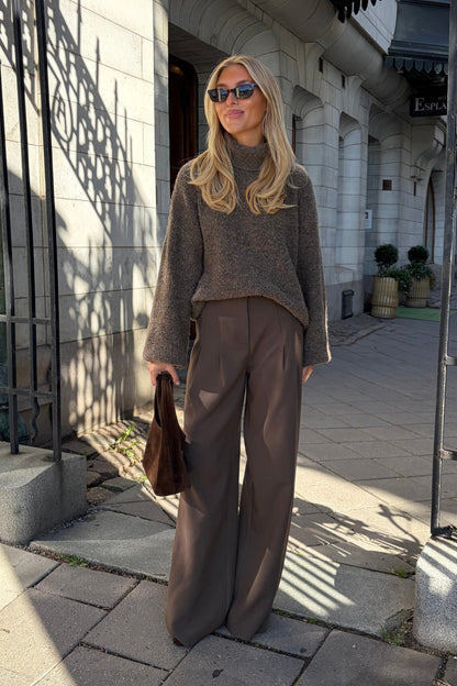 Flowy Suit Pants - Brown