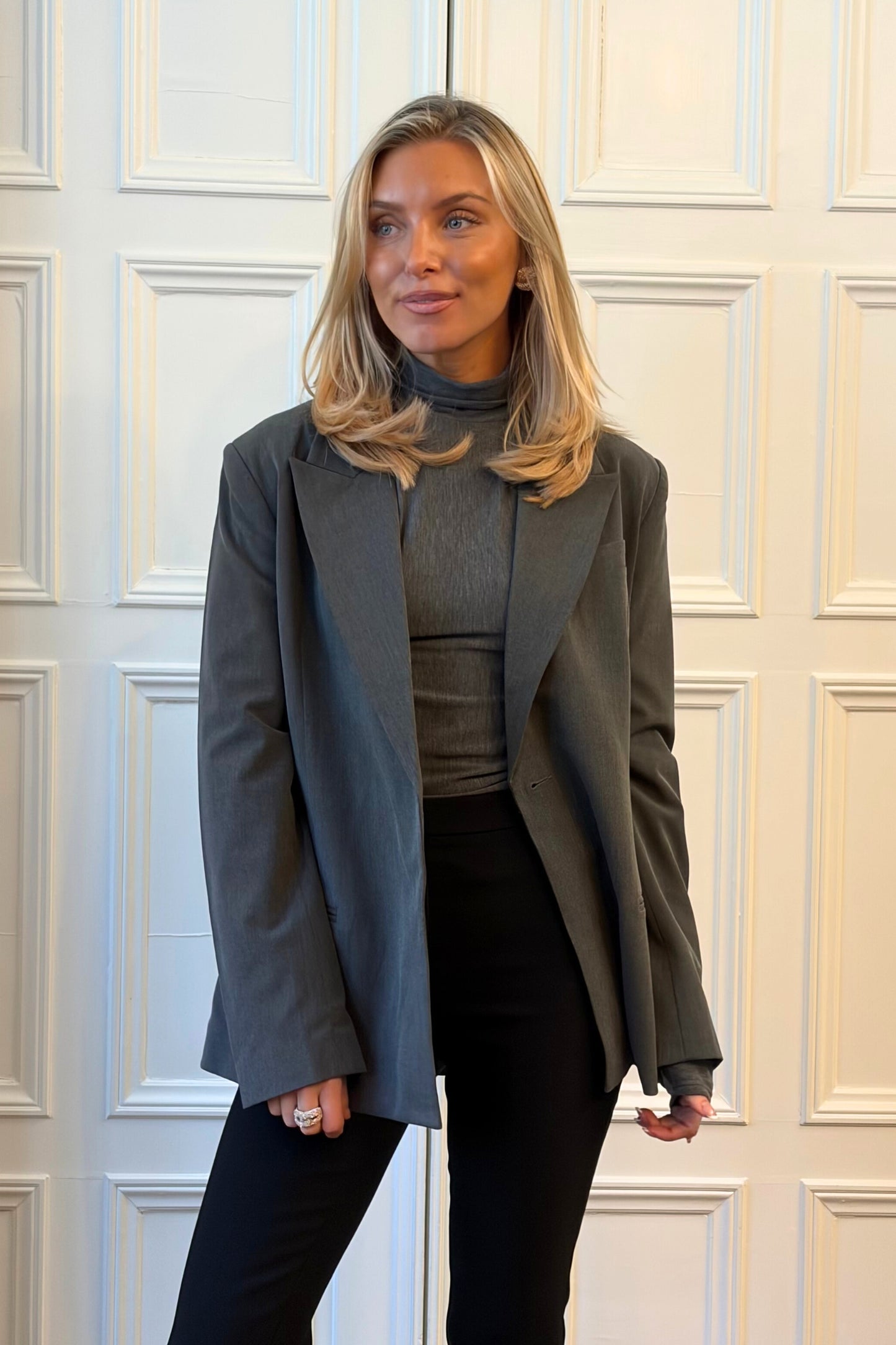 Tailored Belt Blazer - Grey