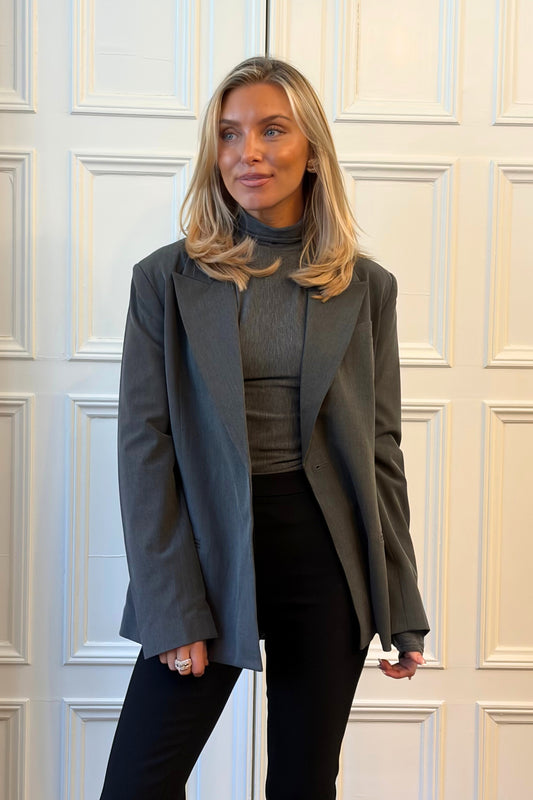 Tailored Belt Blazer - Grey