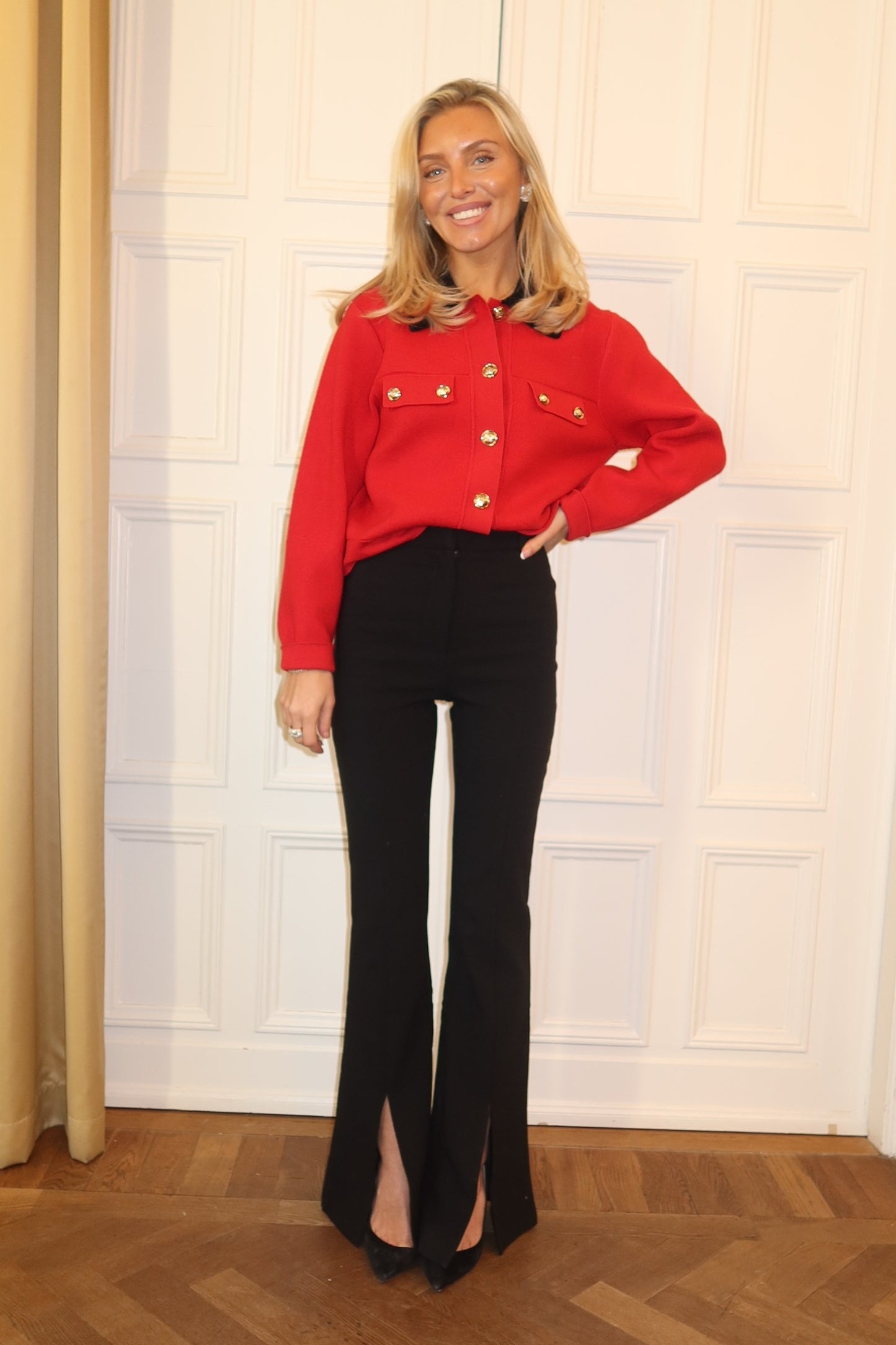 Frame Slit Pants - Black