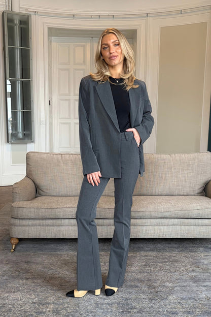 Tailored Flared Suit Pants - Grey
