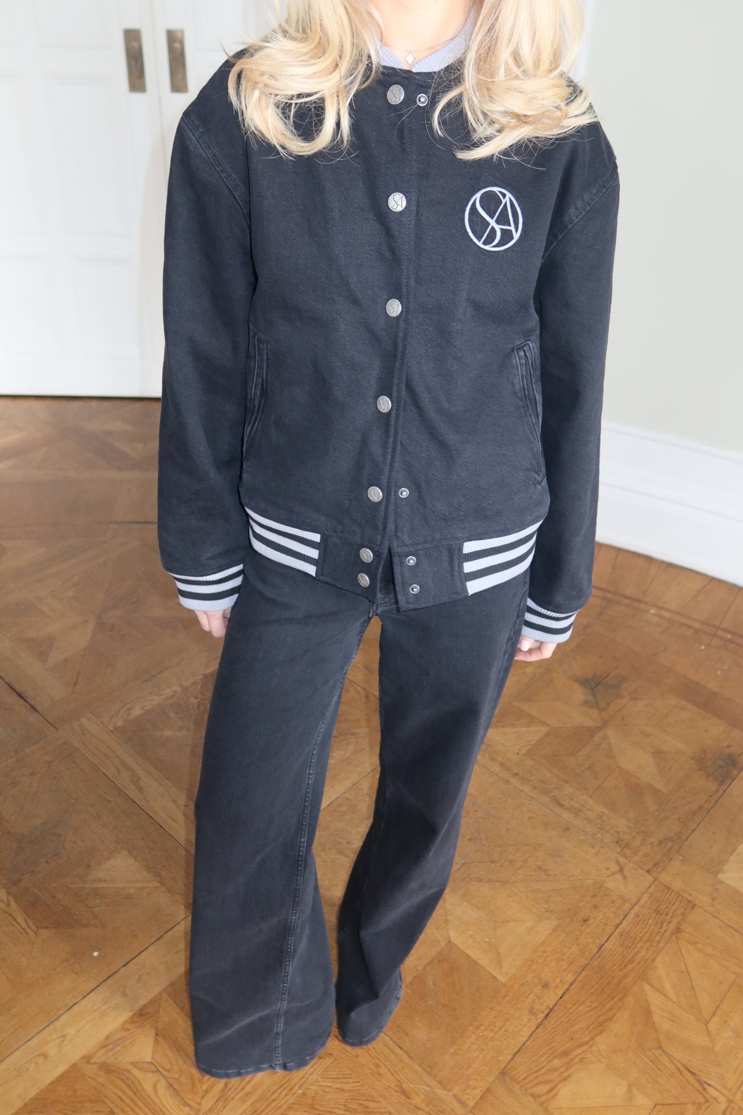 SA Signature Baseball Jacket - Washed Black