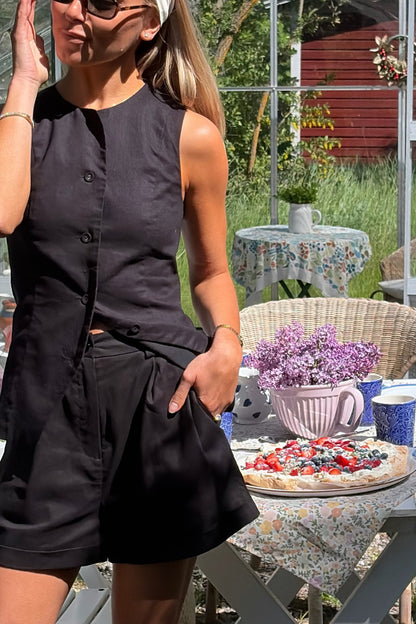 Linen Resort Shorts - Black