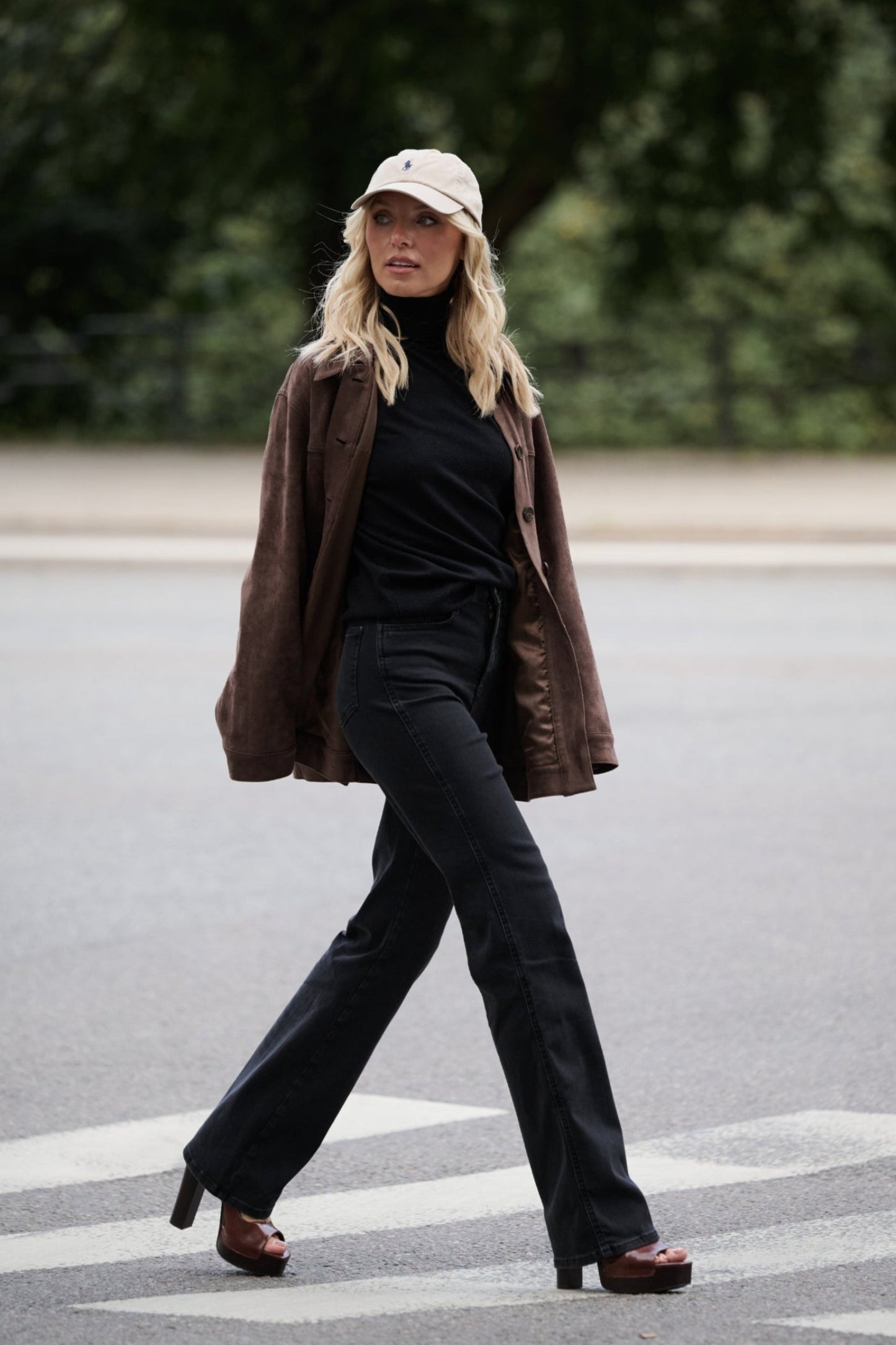 Faux Suede Wrap Jacket - Brown