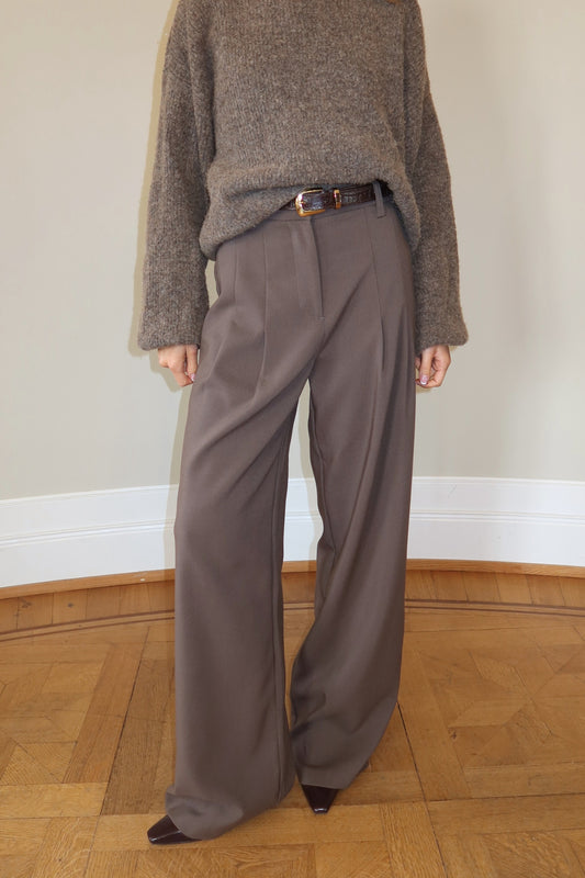 Flowy Suit Pants - Brown