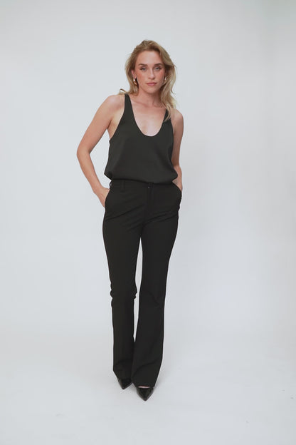 Tailored Flared Suit Pants - Black