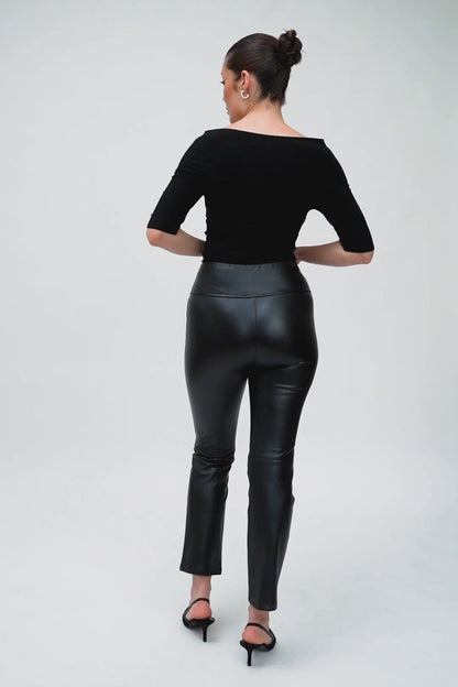 Faux Leather Ankle Leggings - Black